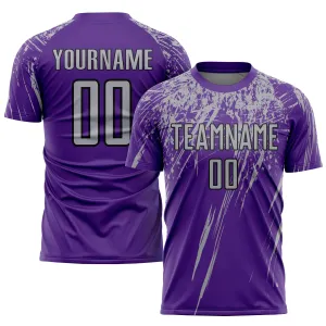 Custom Purple Gray-Black Sublimation Soccer Uniform Jersey FansIdea