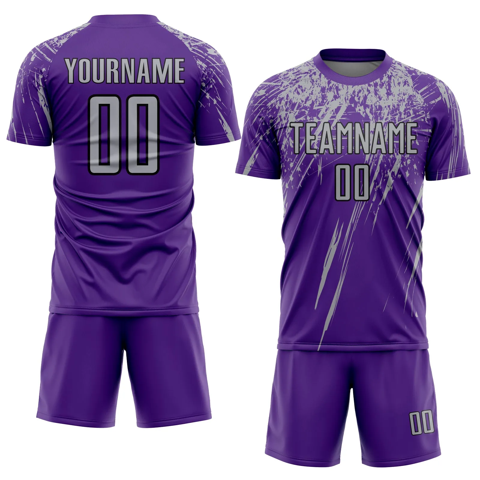 Custom Purple Gray-Black Sublimation Soccer Uniform Jersey FansIdea
