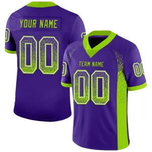 Custom Purple Neon Green-White Mesh Drift Fashion Football Jersey FansIdea