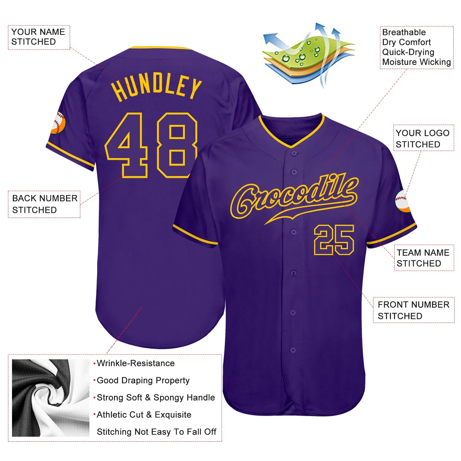 Custom Purple Purple-Gold Authentic Baseball Jersey FansIdea