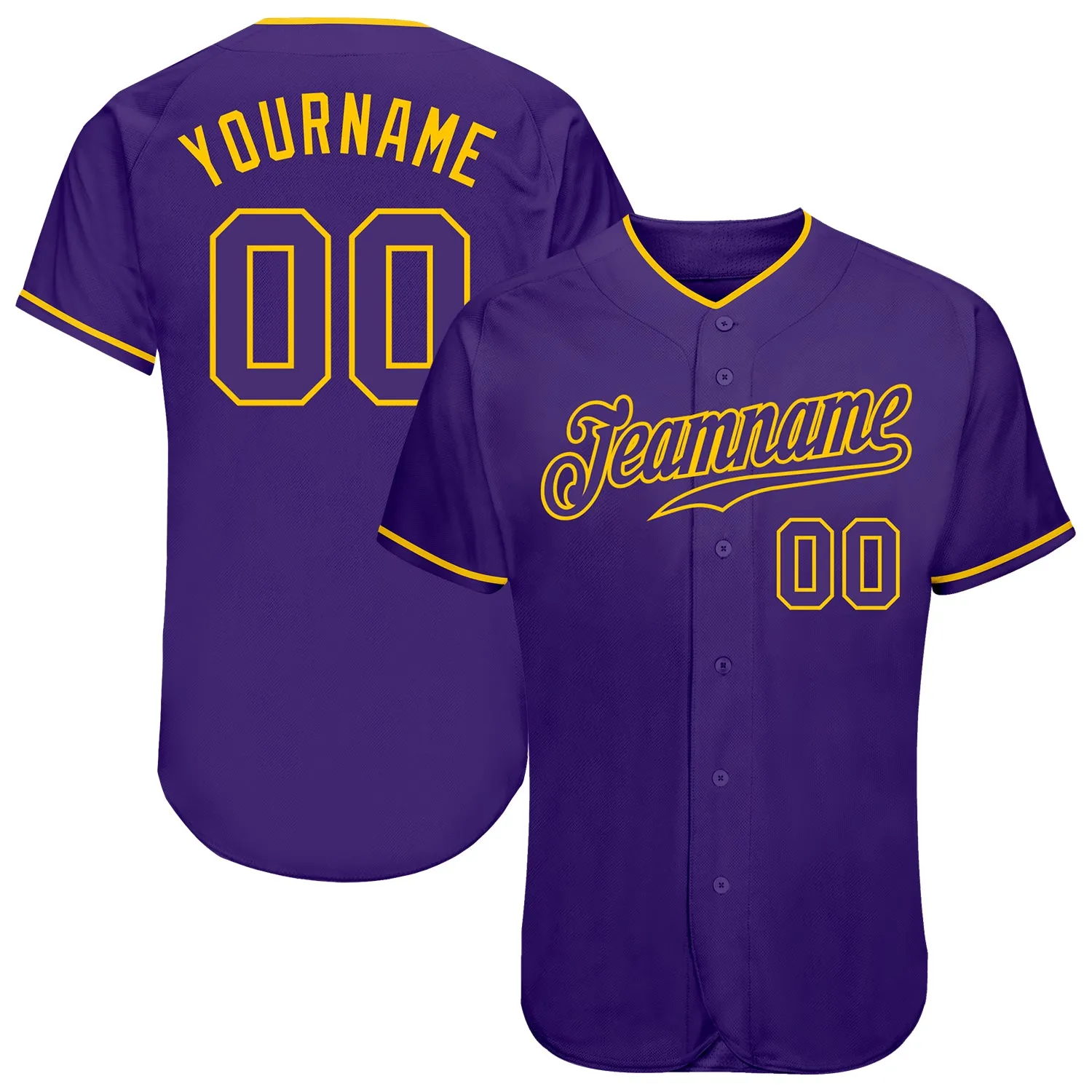 Custom Purple Purple-Gold Authentic Baseball Jersey FansIdea
