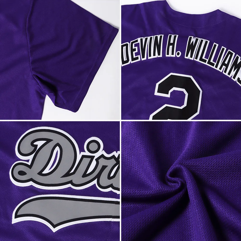 Custom Purple Purple-Gold Authentic Baseball Jersey FansIdea