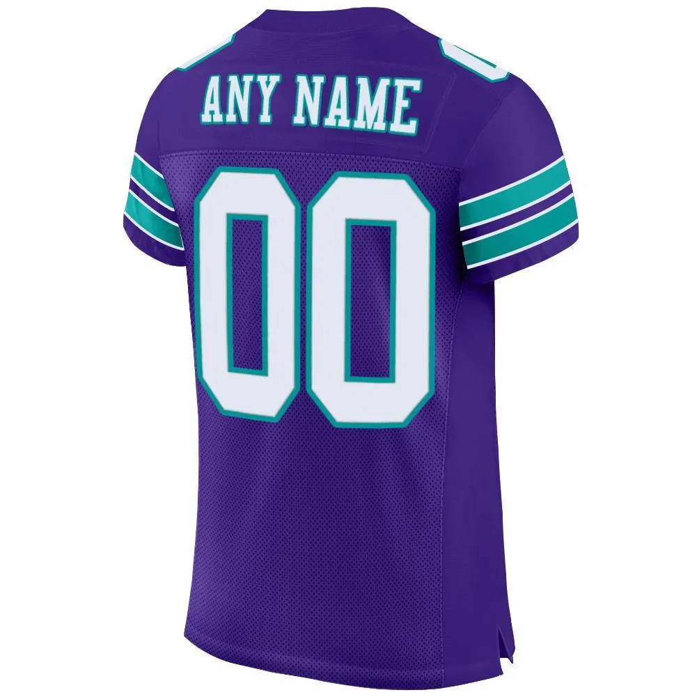 Custom Purple White-Aqua Mesh Authentic Football Jersey FansIdea