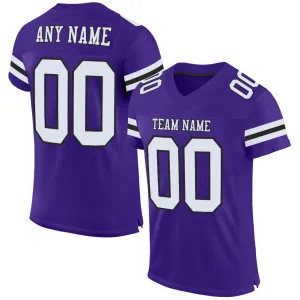 Custom Purple White-Black Mesh Authentic Football Jersey FansIdea