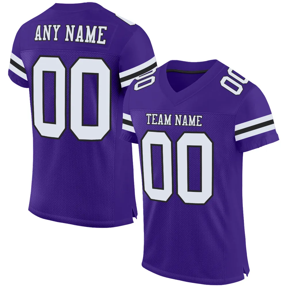 Custom Purple White-Black Mesh Authentic Football Jersey FansIdea