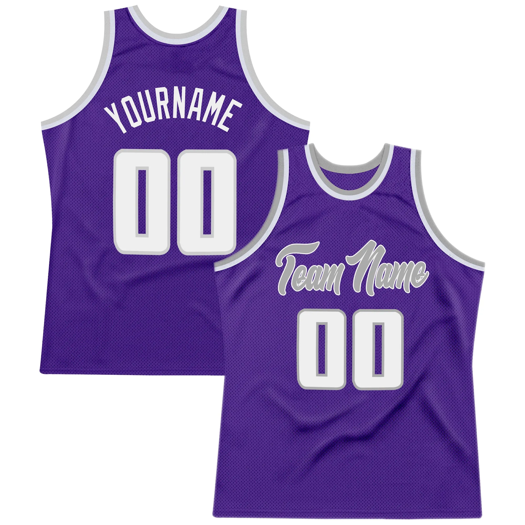 Custom Purple White-Gray Authentic Throwback Basketball Jersey FansIdea
