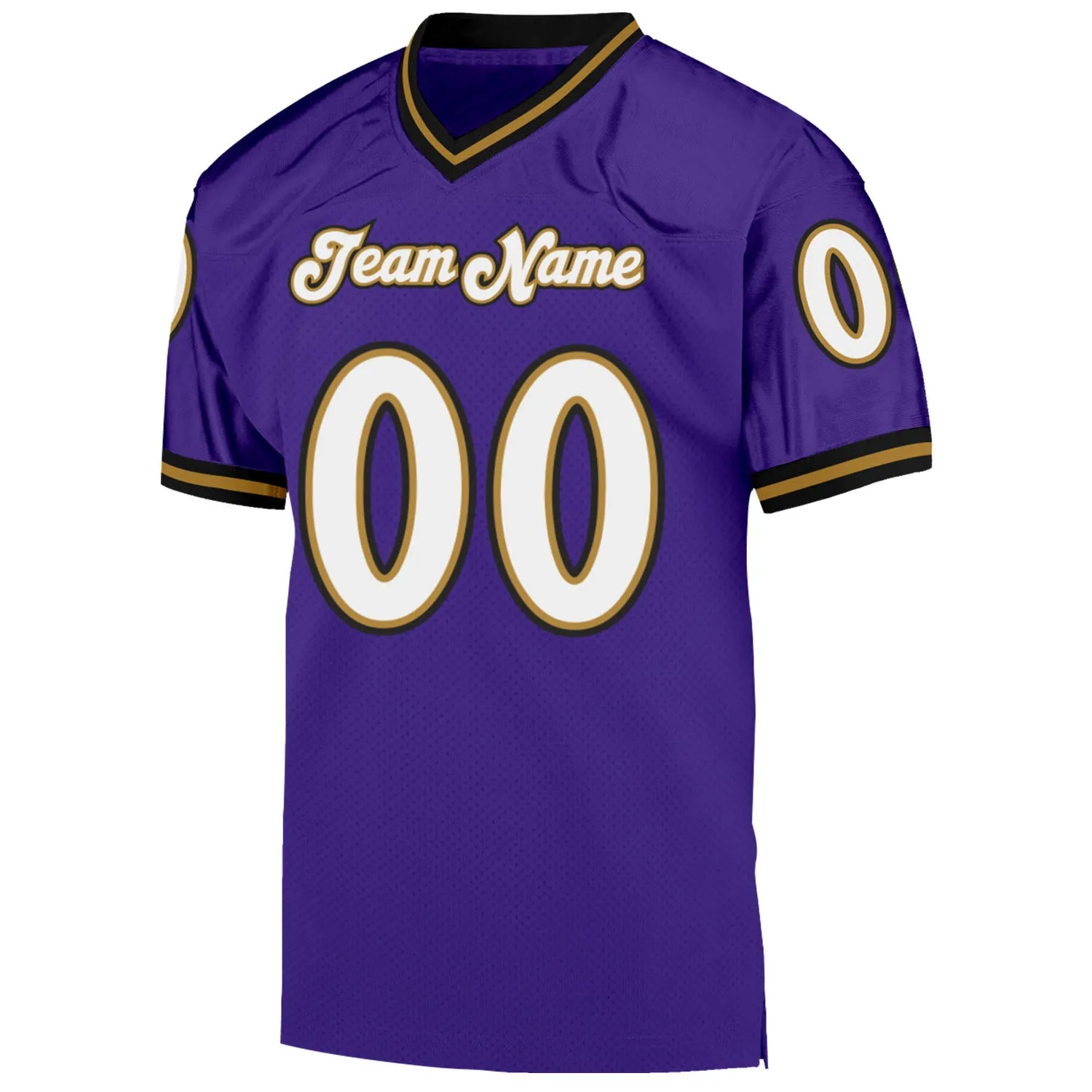 Custom Purple White-Old Gold Mesh Authentic Throwback Football Jersey FansIdea