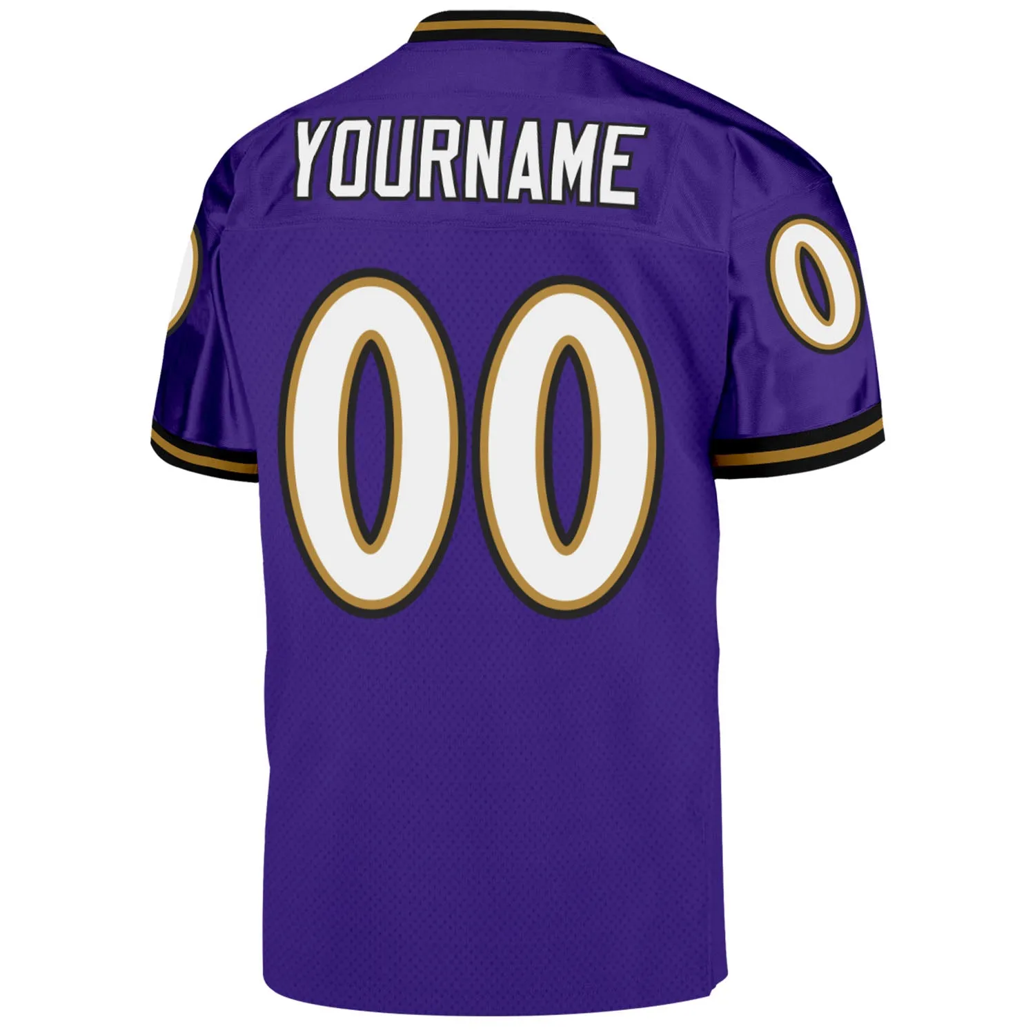 Custom Purple White-Old Gold Mesh Authentic Throwback Football Jersey FansIdea