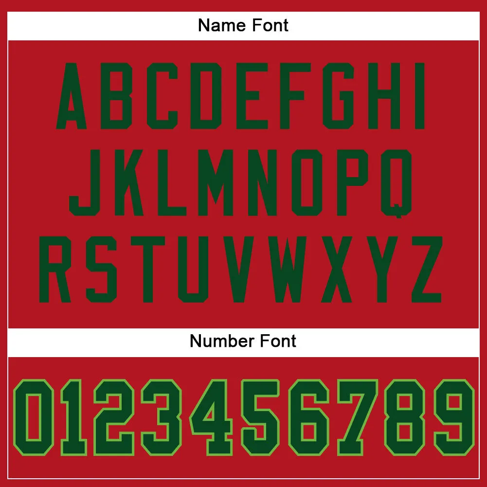 Custom Red Green-Neon Green Mesh Authentic Football Jersey FansIdea