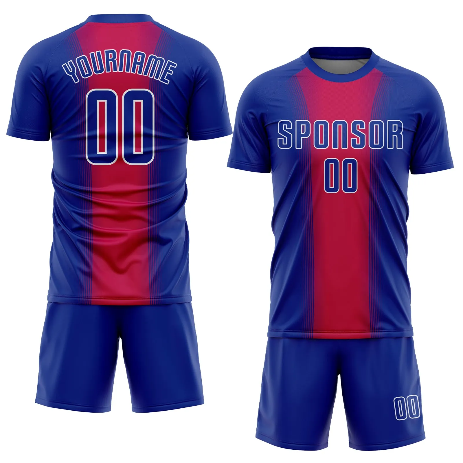 Custom Red Royal-White Sublimation Soccer Uniform Jersey FansIdea