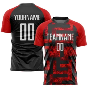 Custom Red White-Black Sublimation Soccer Uniform Jersey FansIdea