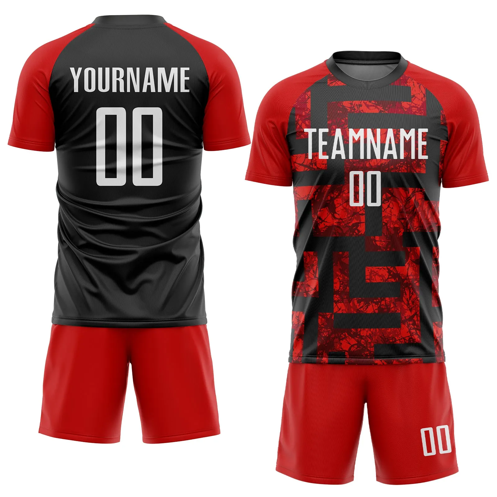 Custom Red White-Black Sublimation Soccer Uniform Jersey FansIdea
