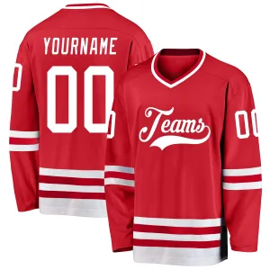 Custom Red White Hockey Jersey FansIdea
