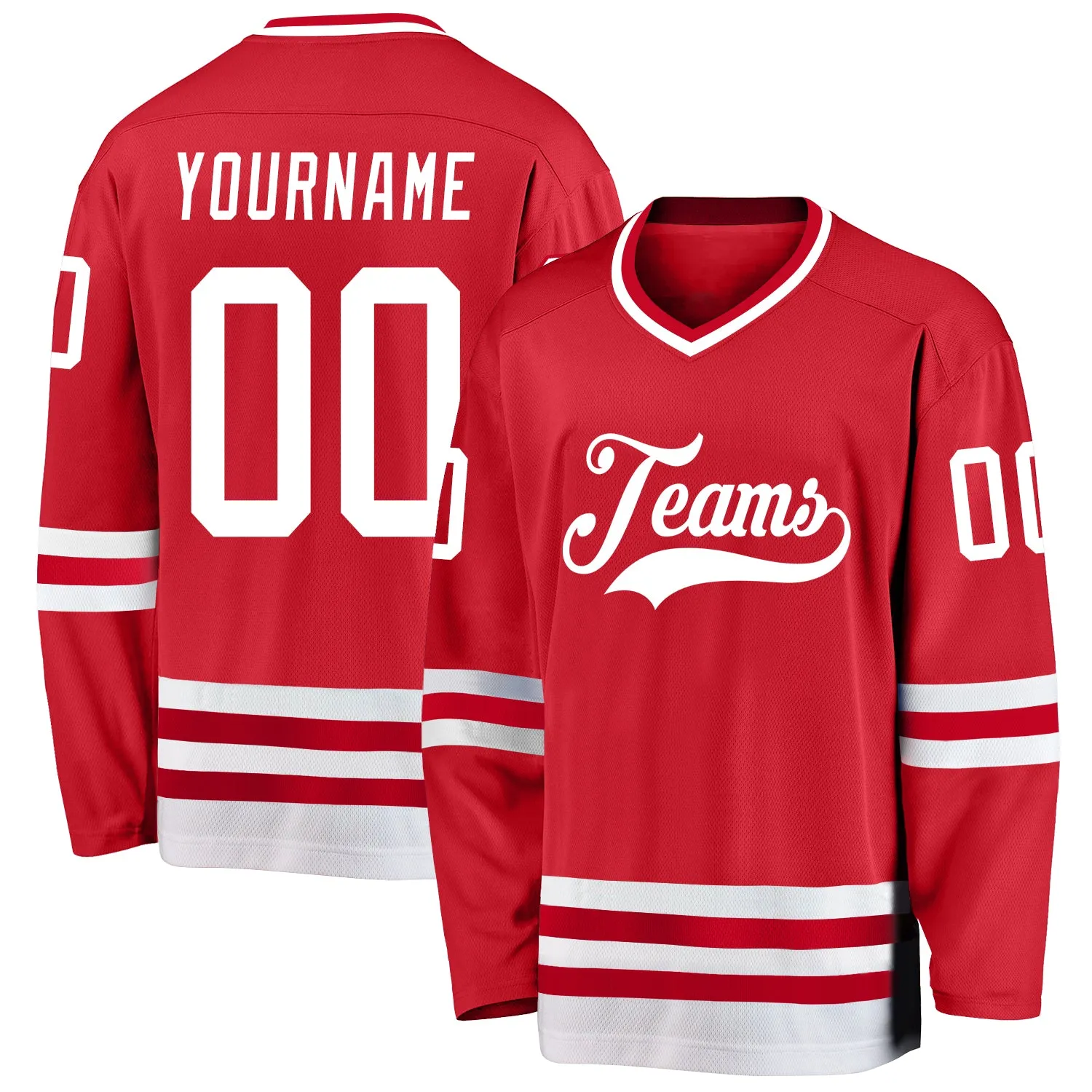 Custom Red White Hockey Jersey FansIdea