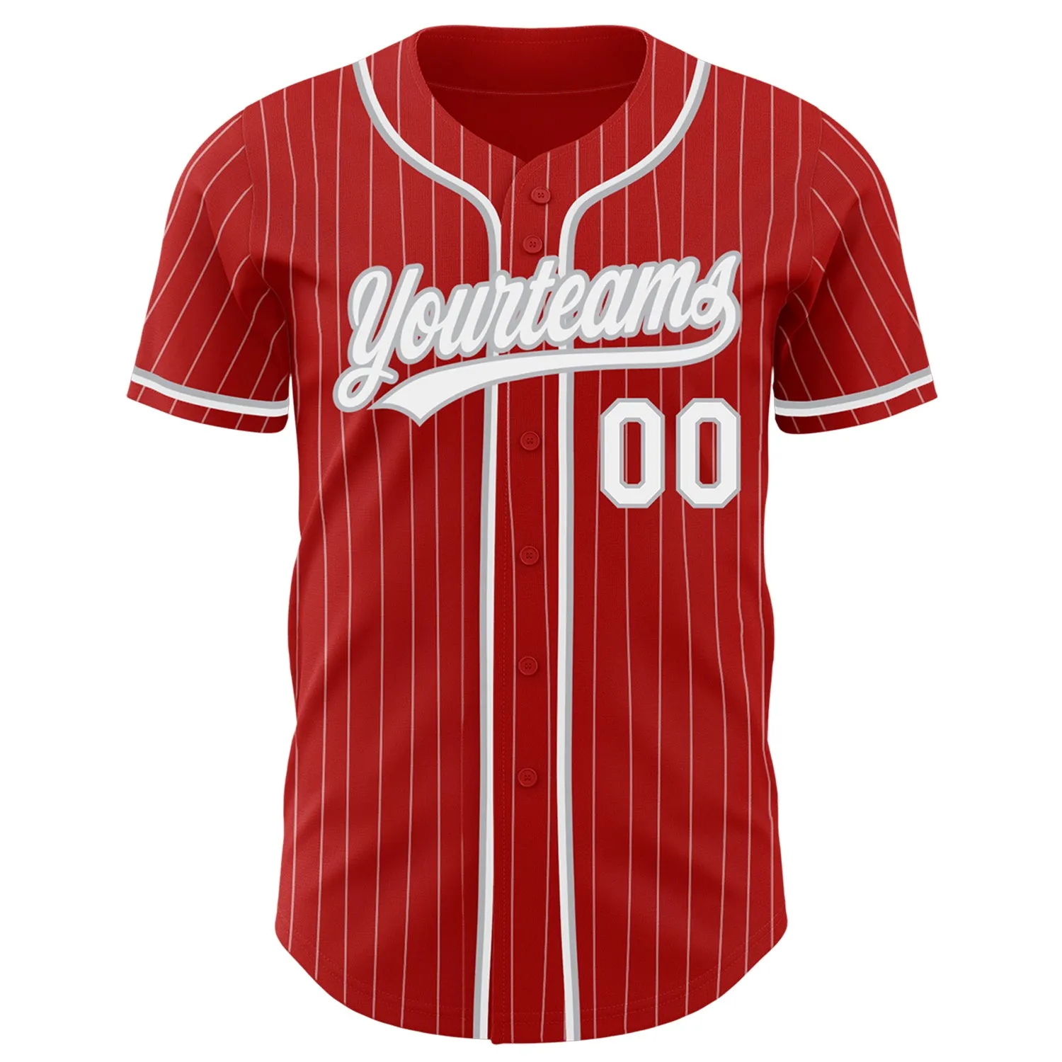 Custom Red White Pinstripe Gray Authentic Baseball Jersey FansIdea