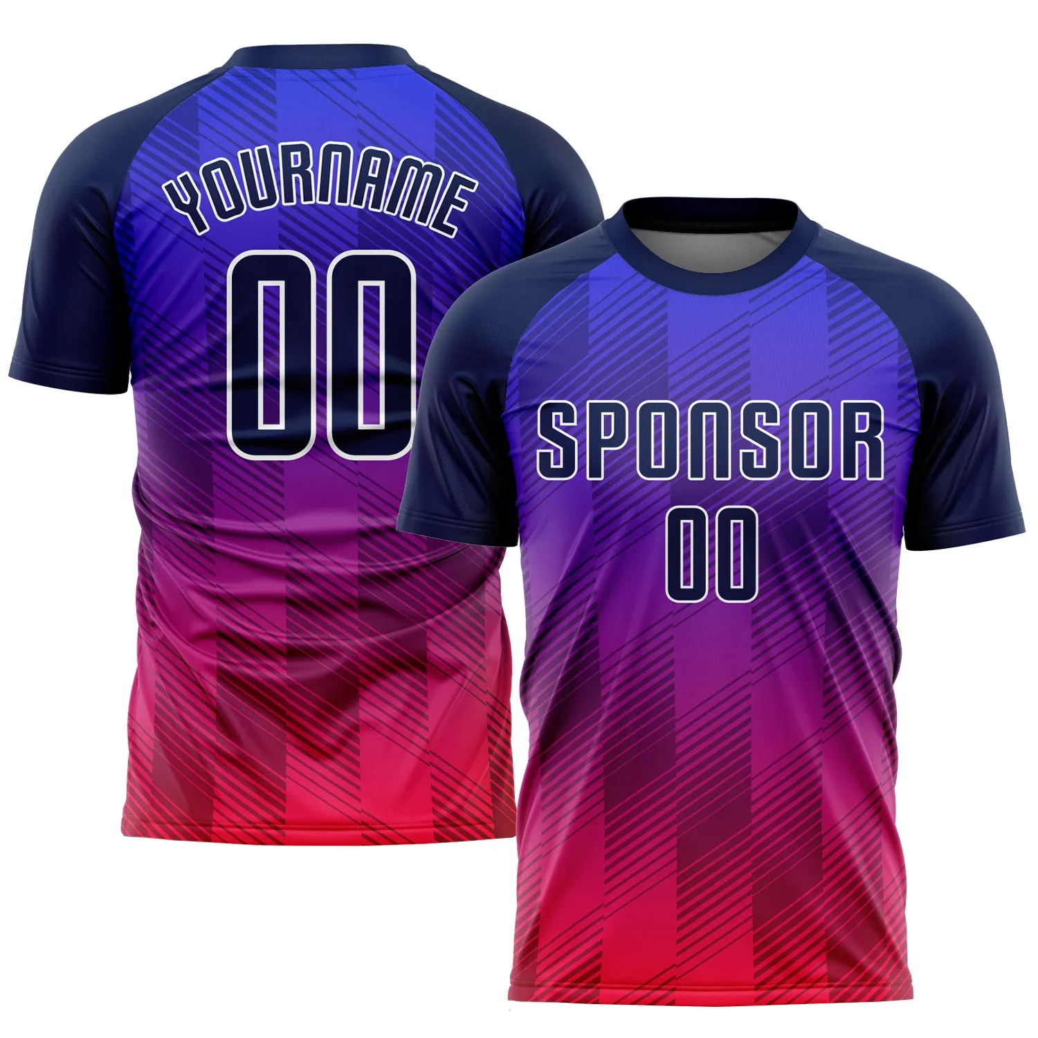 Custom Royal Navy-Hot Pink Sublimation Soccer Uniform Jersey FansIdea