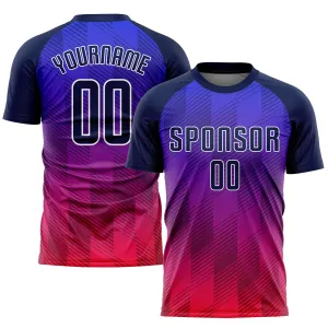 Custom Royal Navy-Hot Pink Sublimation Soccer Uniform Jersey FansIdea