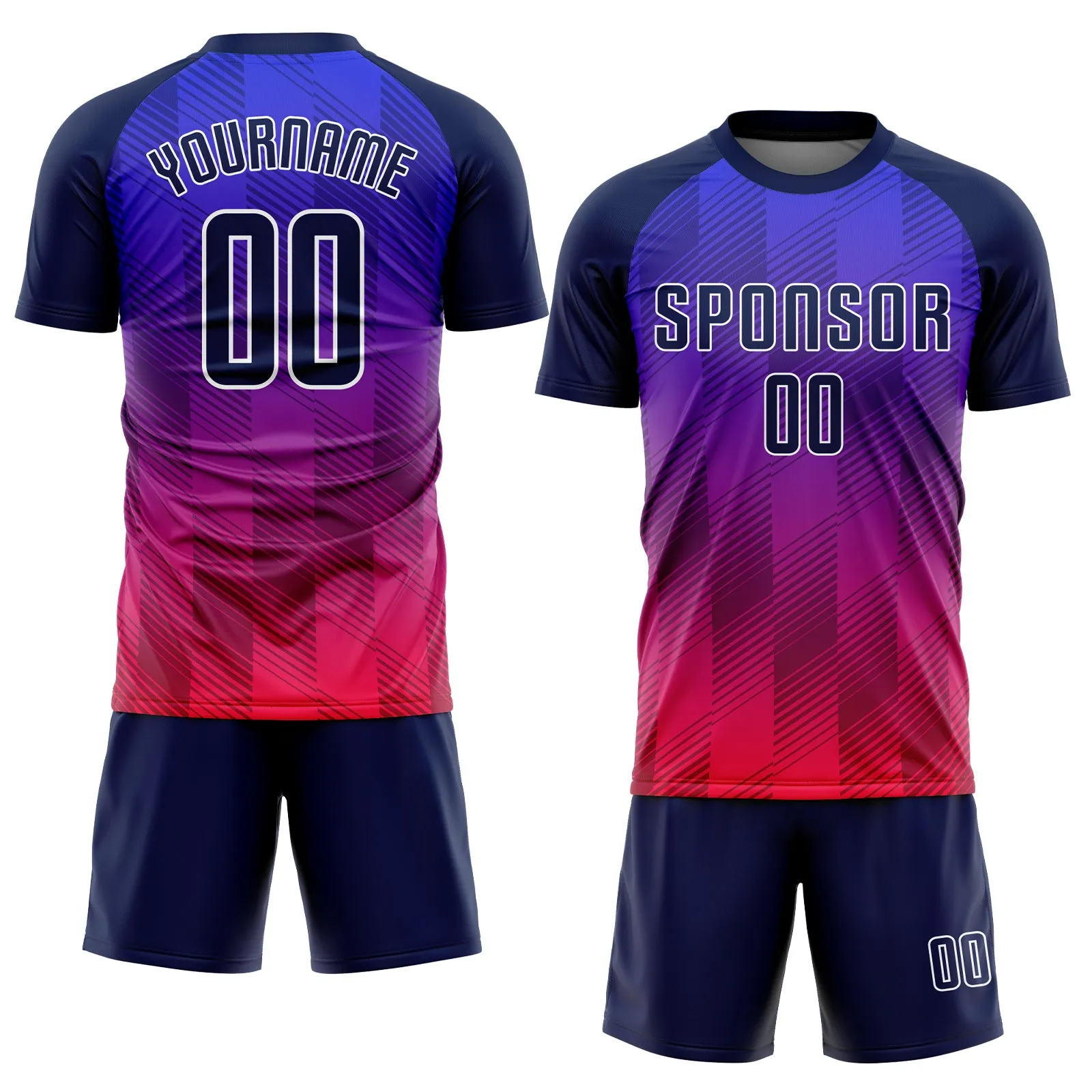 Custom Royal Navy-Hot Pink Sublimation Soccer Uniform Jersey FansIdea