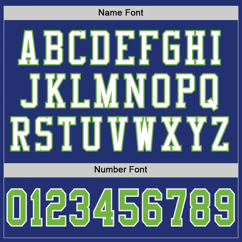 Custom Royal Neon Green-White Mesh Authentic Throwback Football Jersey FansIdea
