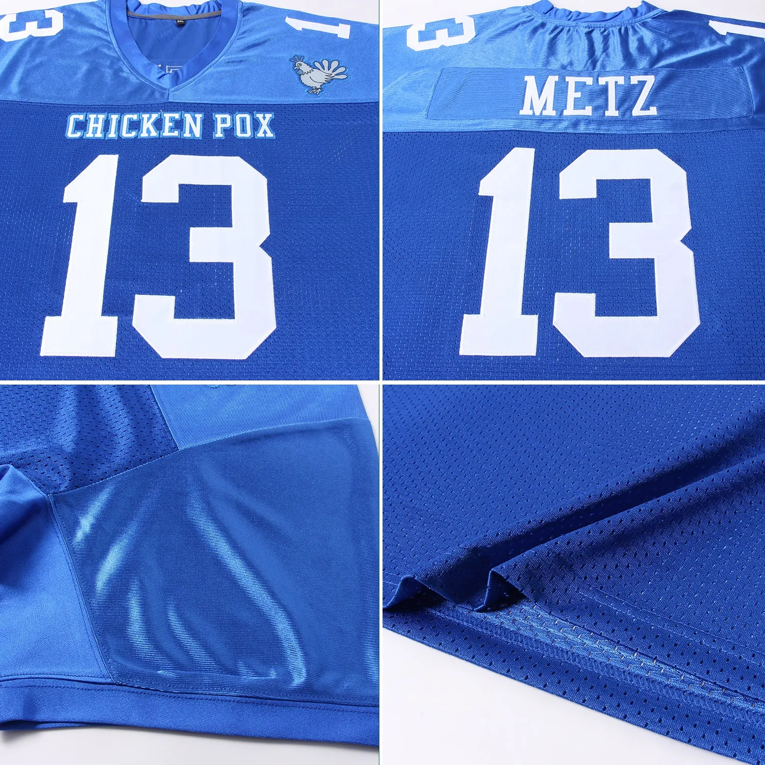 Custom Royal White Mesh Authentic Football Jersey FansIdea