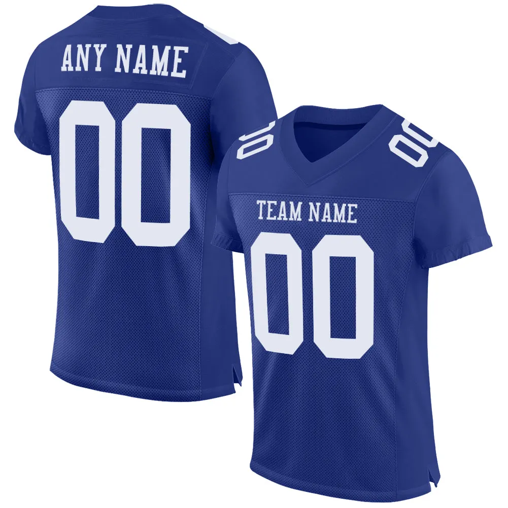 Custom Royal White Mesh Authentic Football Jersey FansIdea