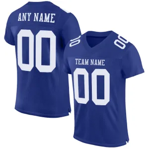 Custom Royal White Mesh Authentic Football Jersey FansIdea