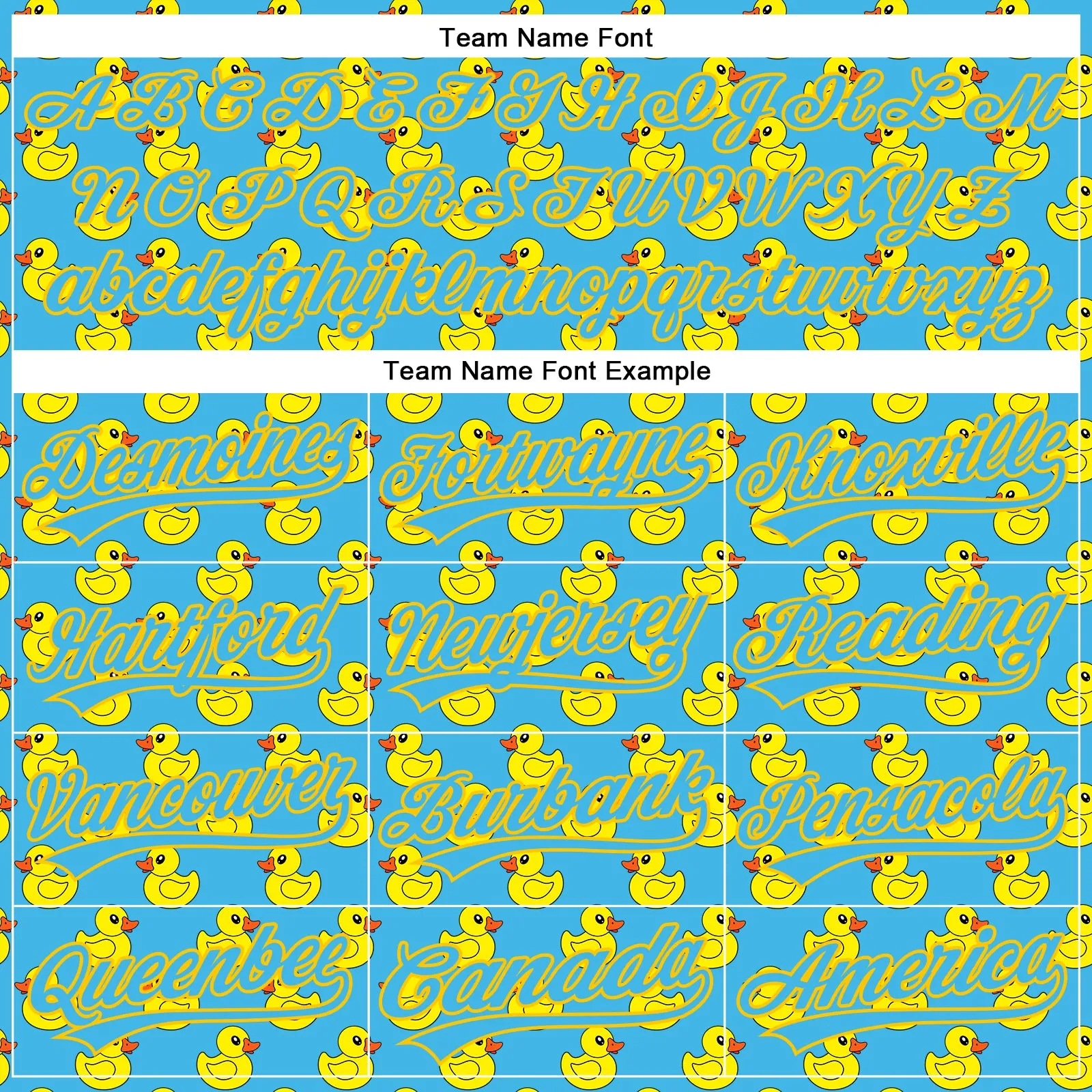 Custom Sky Blue Yellow 3D Pattern Design Animal Duck Authentic Baseball Jersey FansIdea