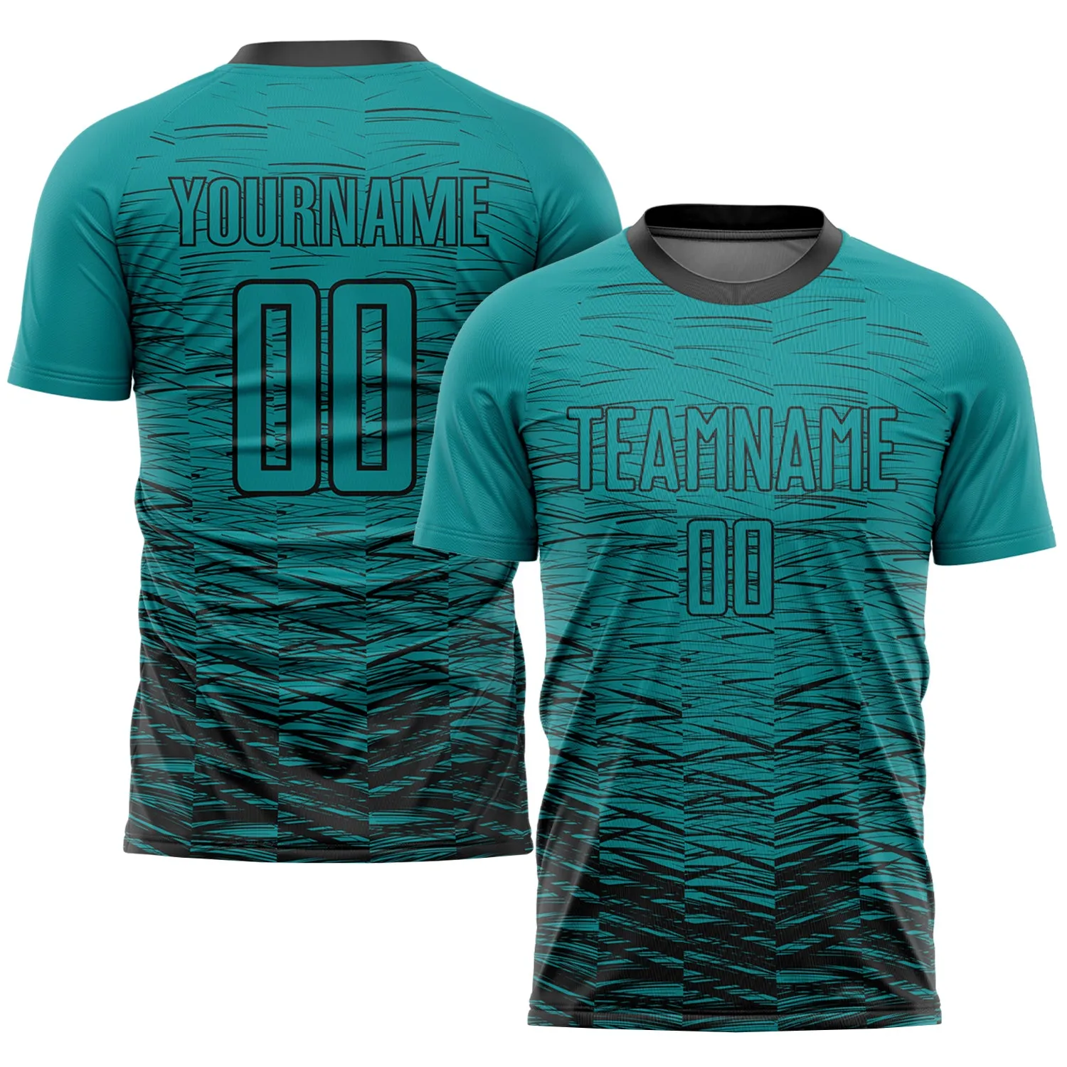 Custom Teal Black Sublimation Soccer Uniform Jersey FansIdea
