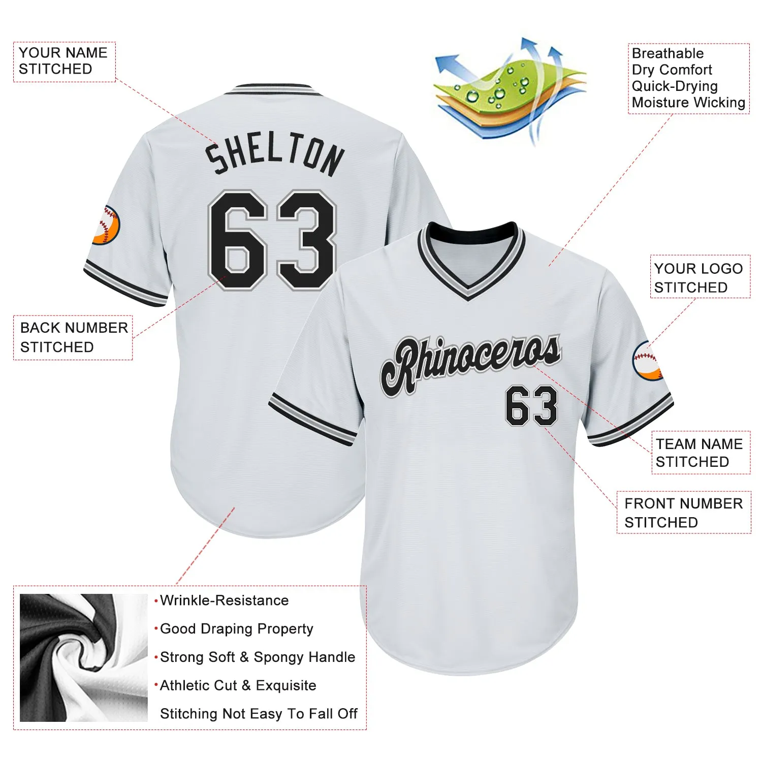 Custom White Black-Gray Authentic Throwback Rib-Knit Baseball Jersey Shirt FansIdea