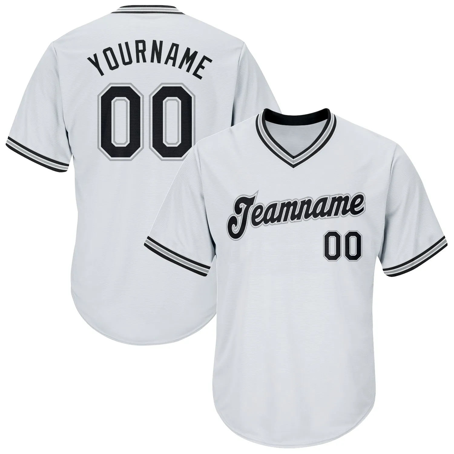 Custom White Black-Gray Authentic Throwback Rib-Knit Baseball Jersey Shirt FansIdea