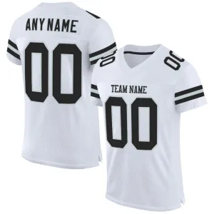 Custom White Black-Silver Mesh Authentic Football Jersey FansIdea