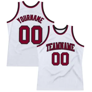 Custom White Maroon-Black Authentic Throwback Basketball Jersey FansIdea