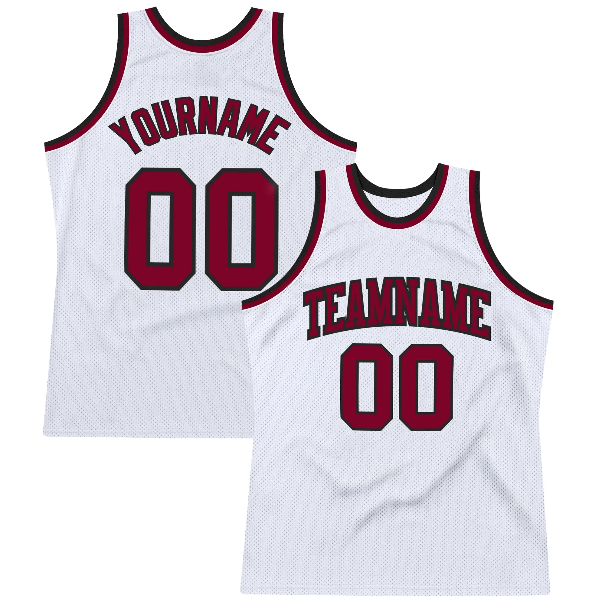 Custom White Maroon-Black Authentic Throwback Basketball Jersey FansIdea