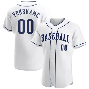 Custom White Navy-White Authentic Baseball Jersey FansIdea