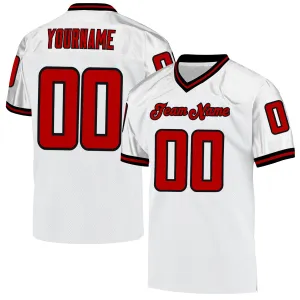 Custom White Red-Black Mesh Authentic Throwback Football Jersey FansIdea
