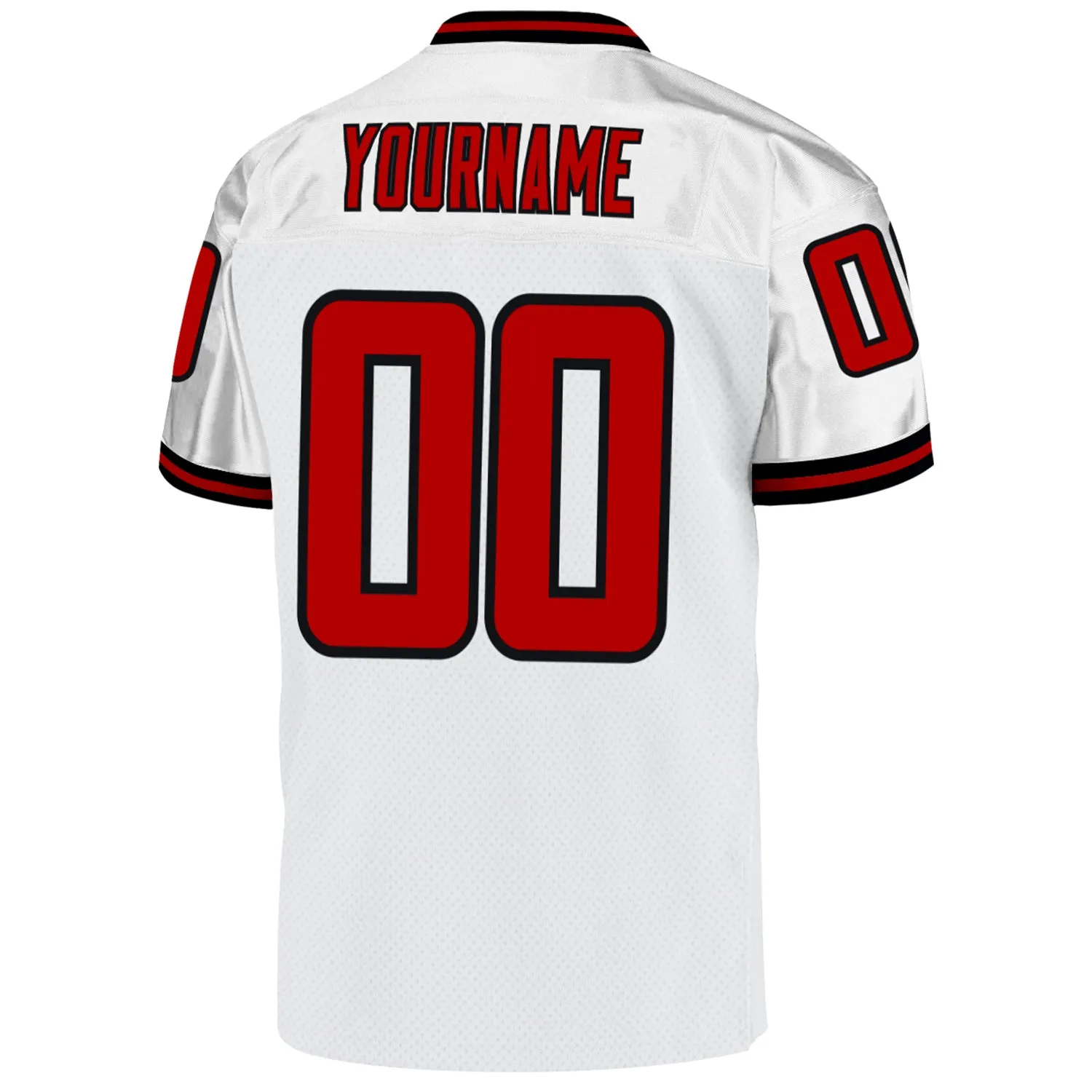Custom White Red-Black Mesh Authentic Throwback Football Jersey FansIdea