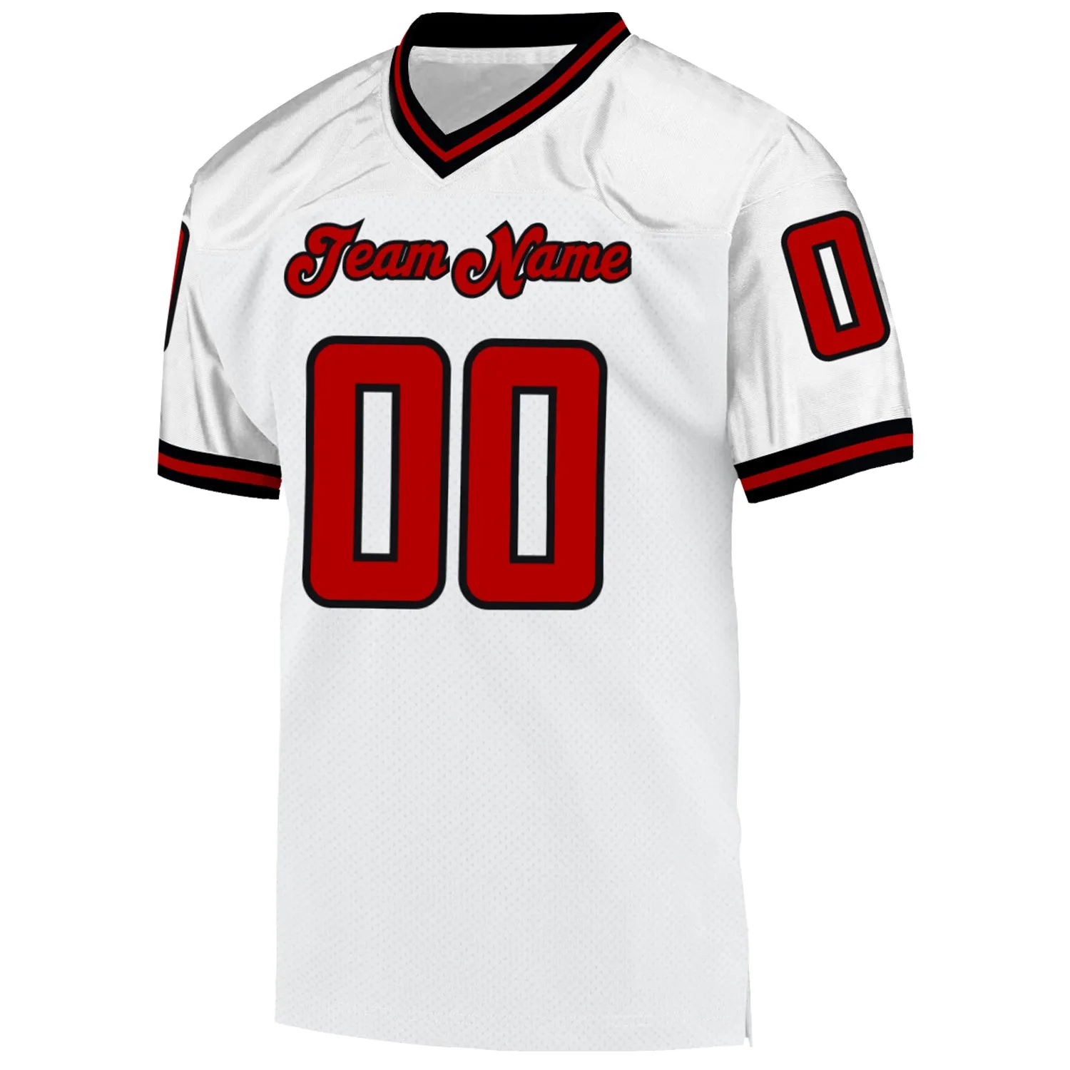 Custom White Red-Black Mesh Authentic Throwback Football Jersey FansIdea