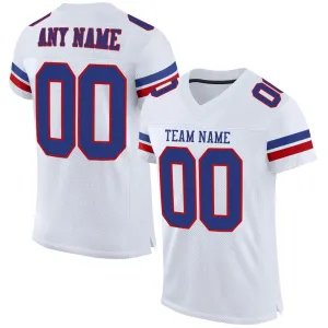 Custom White Royal-Red Mesh Authentic Football Jersey FansIdea