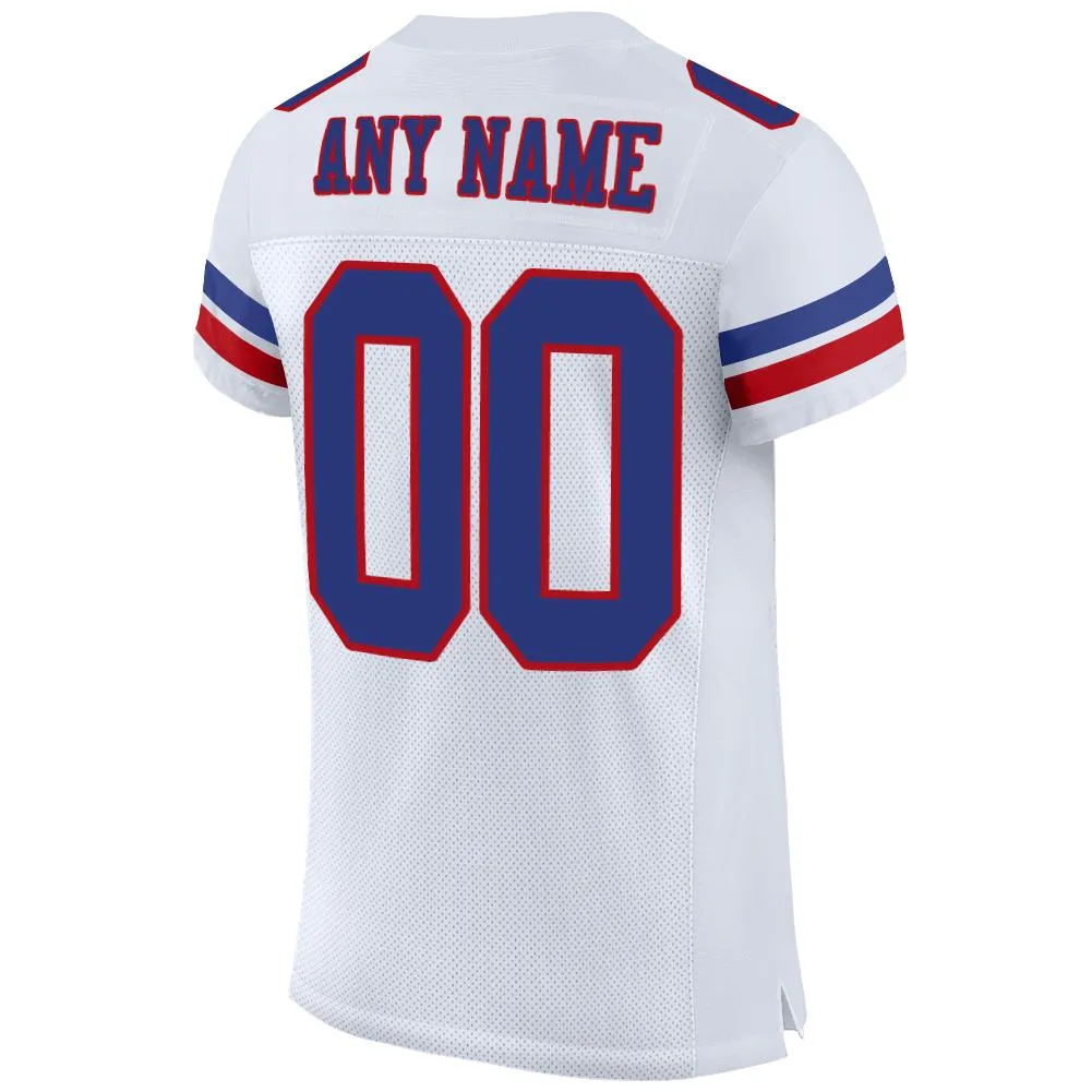 Custom White Royal-Red Mesh Authentic Football Jersey FansIdea