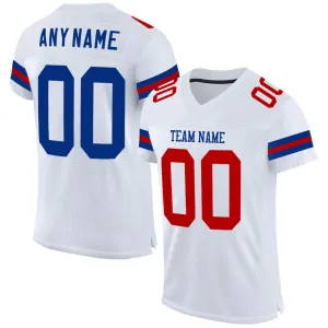Custom White Royal-Red Mesh Authentic Football Jersey FansIdea