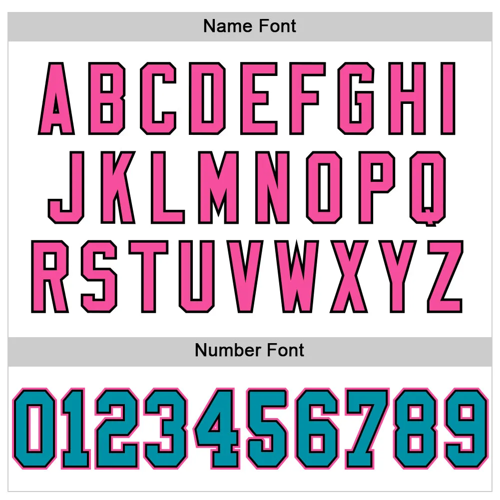 Custom White Teal Black-Pink Mesh Authentic Throwback Football Jersey FansIdea