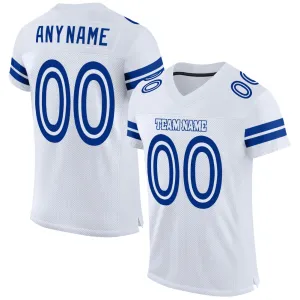 Custom White White-Royal Mesh Authentic Football Jersey FansIdea