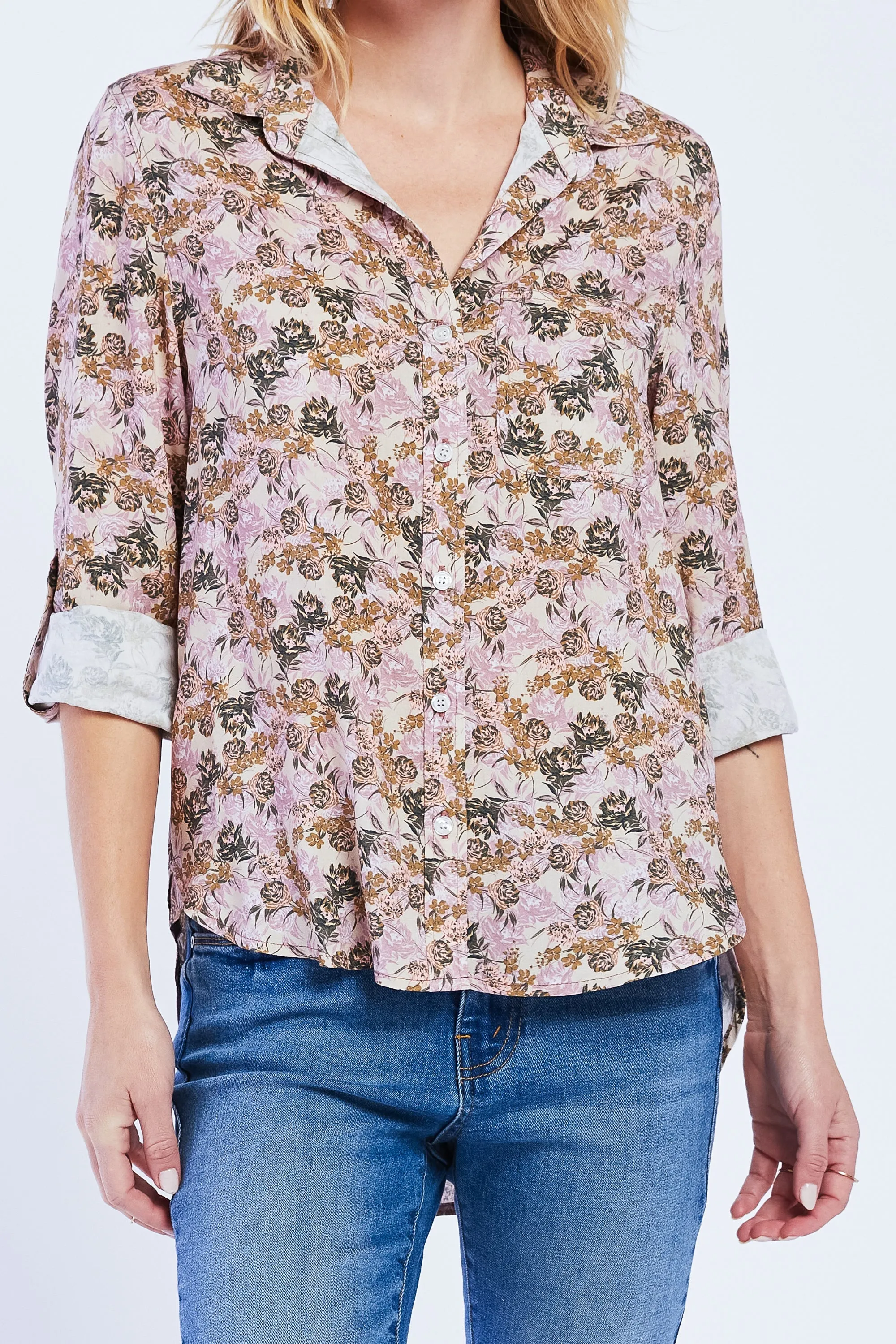 Customer Favorite Elisa Rolled Tab Sleeve Button Down Shirt  Ends Soon!