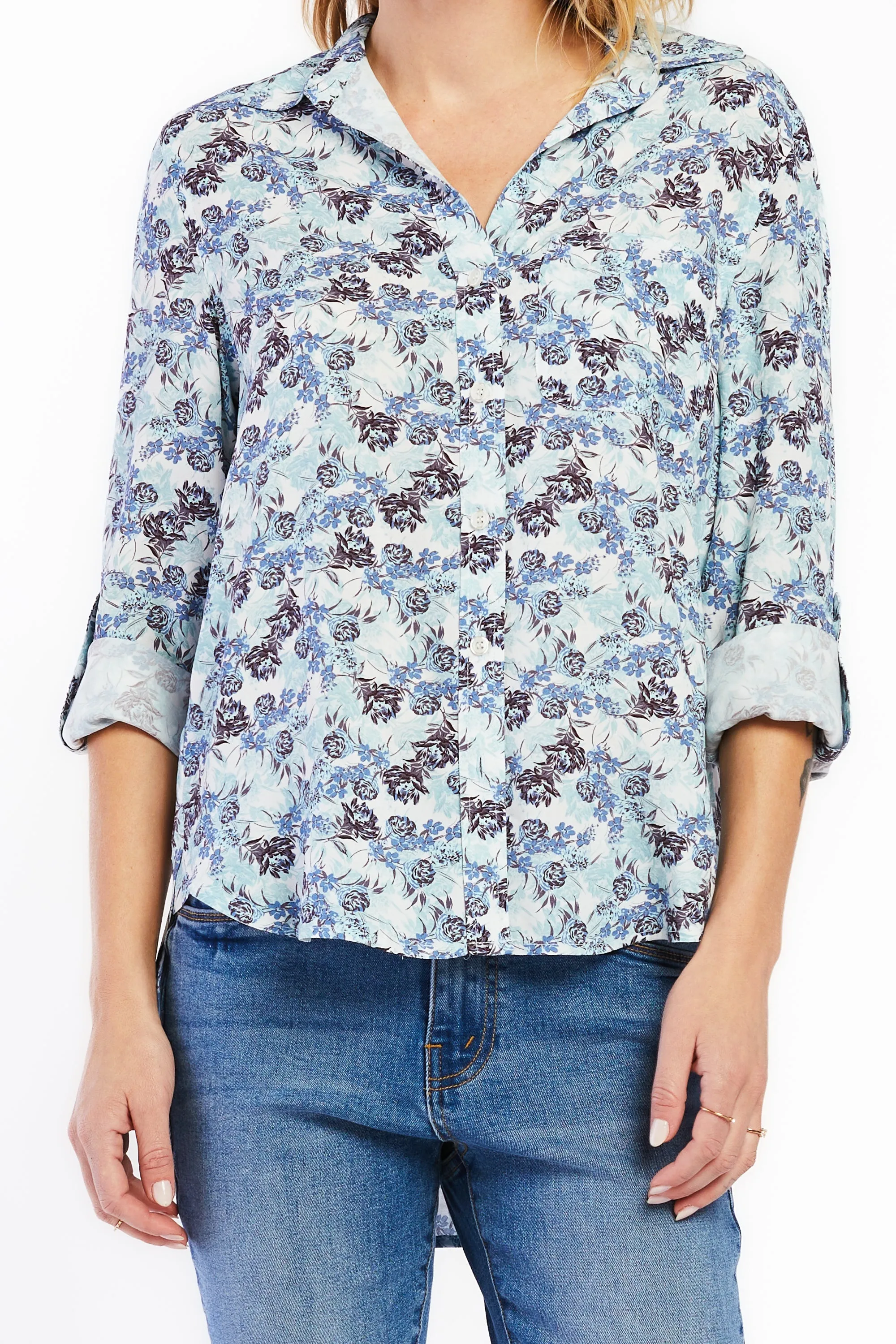 Customer Favorite Elisa Rolled Tab Sleeve Button Down Shirt  Ends Soon!