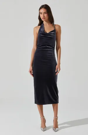 Customer Favorite Eugenie Velvet Halter Midi Dress  Last Chance!