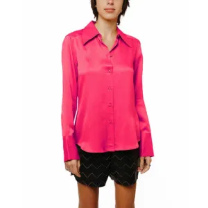 Customer Favorite Jacque Collared Button Down Satin Top  Limited Availability!