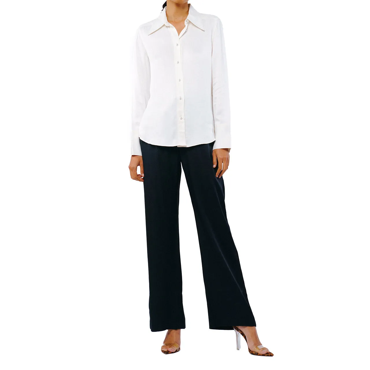 Customer Favorite Jacque Collared Button Down Satin Top  Limited Availability!
