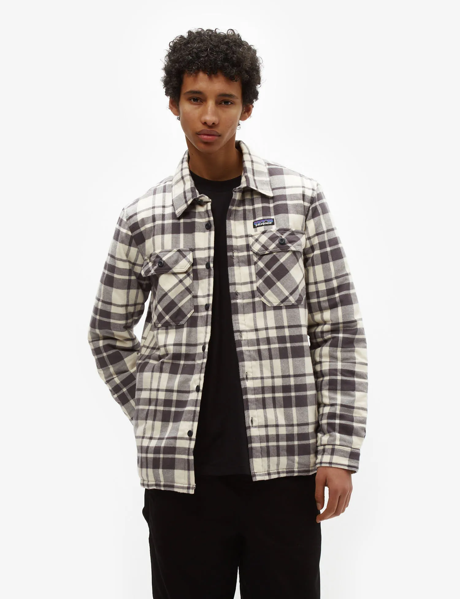 Customer Favorite Patagonia Insulated Fjord Flannel Shirt Ice Caps - Smoulder Blue  Ends Soon!