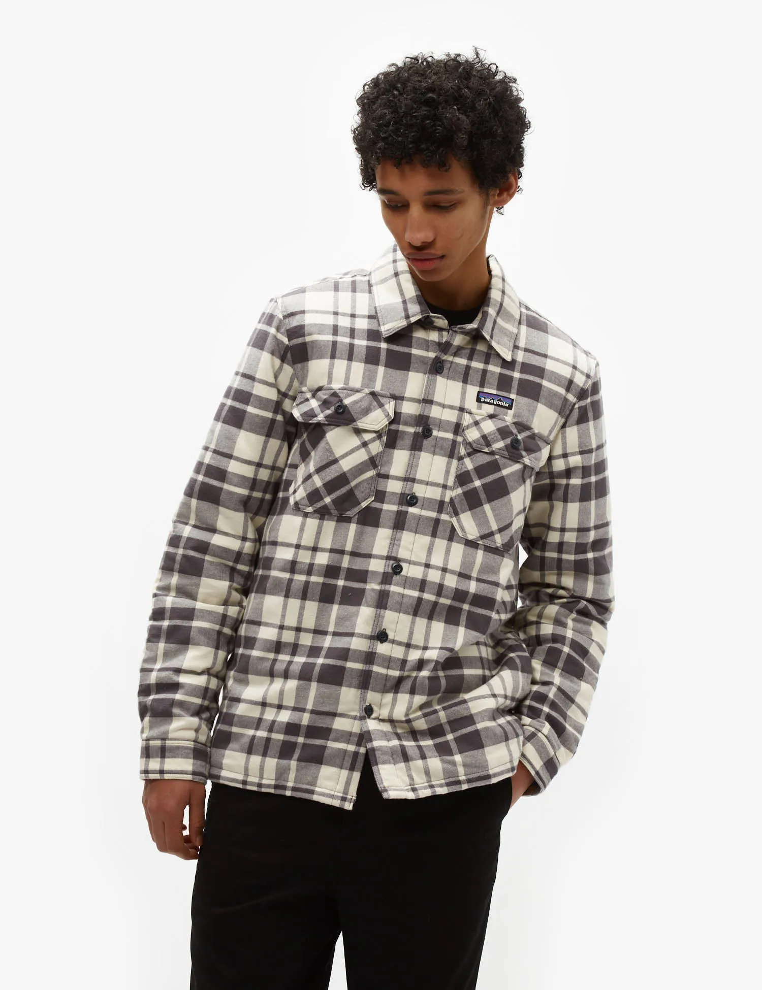 Customer Favorite Patagonia Insulated Fjord Flannel Shirt Ice Caps - Smoulder Blue  Ends Soon!