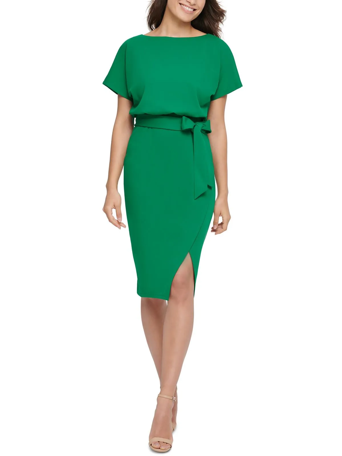 Customer Favorite Womens Blouson Split Wrap Dress  Today Only!